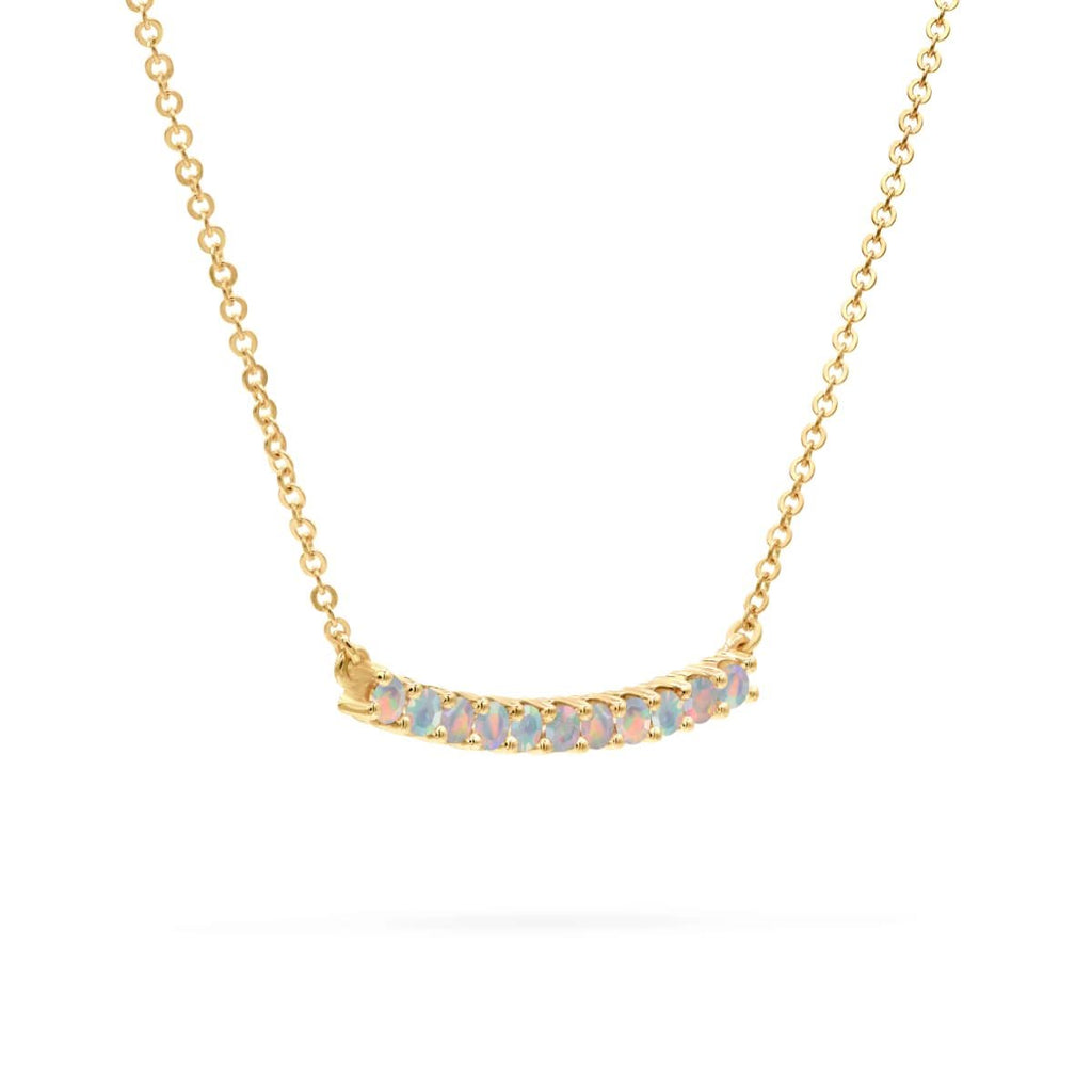 Rosecliff Opal Bar Necklace in 14k Gold (October)