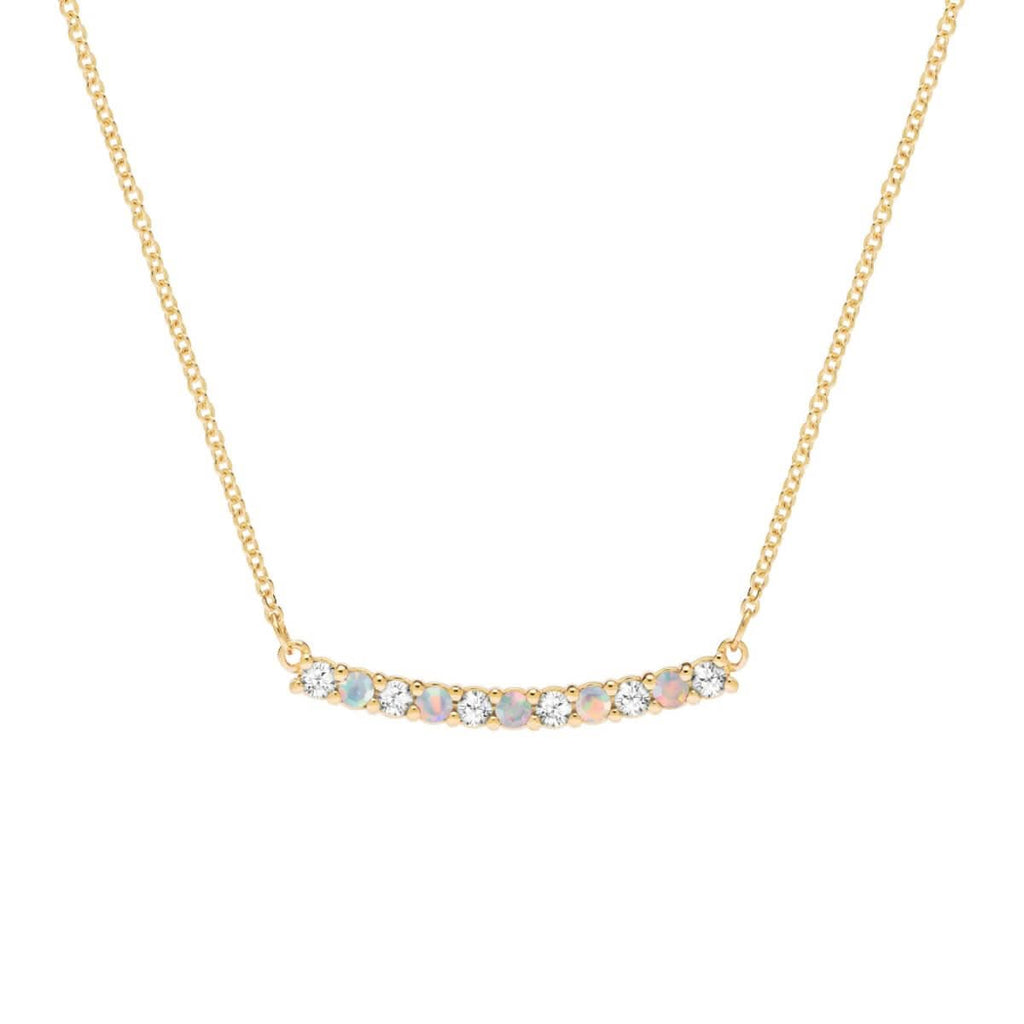 Rosecliff Diamond & Opal Bar Necklace in 14k Gold (October)