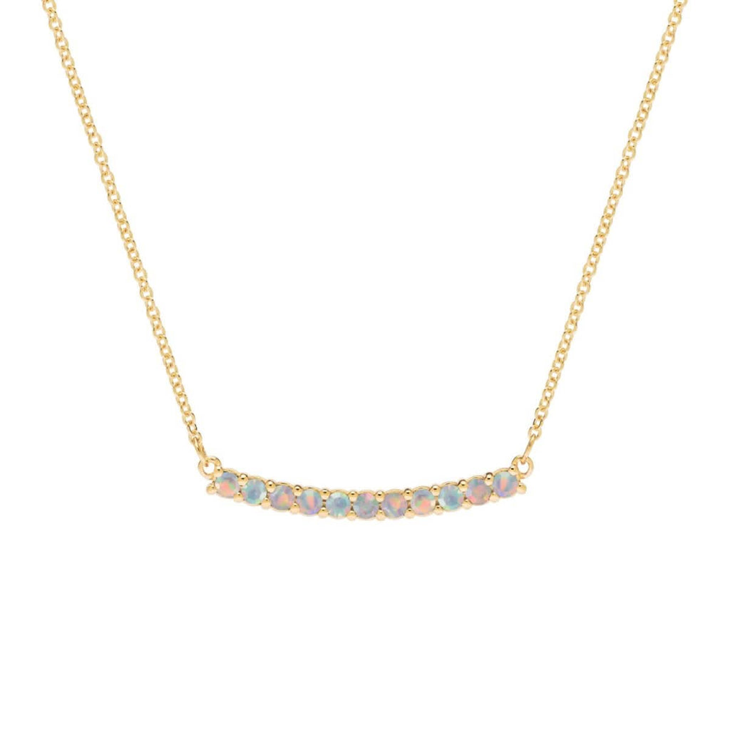 Rosecliff Opal Bar Necklace in 14k Gold (October)