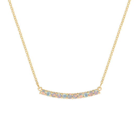 Rosecliff Opal Bar Necklace in 14k Gold (October)