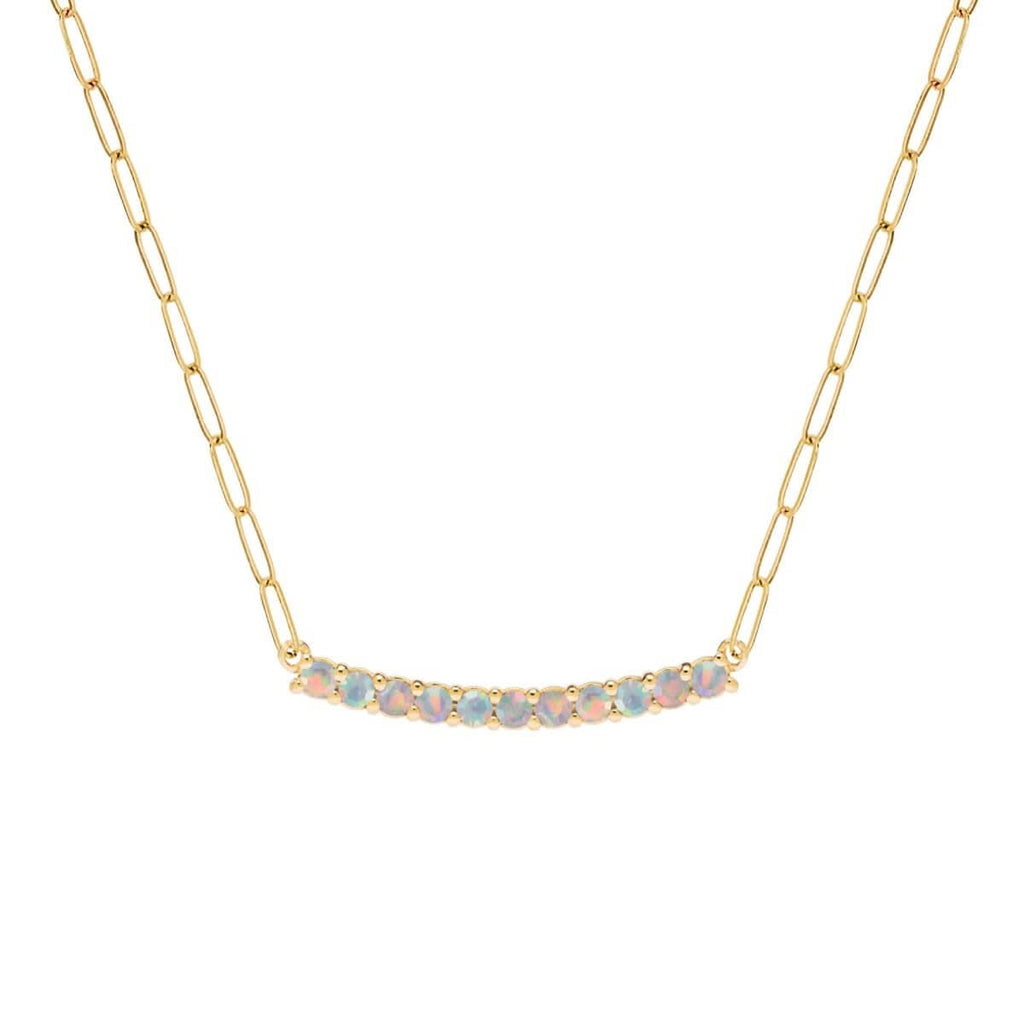 Rosecliff Opal Bar Adelaide Mini Necklace in 14k Gold (October)