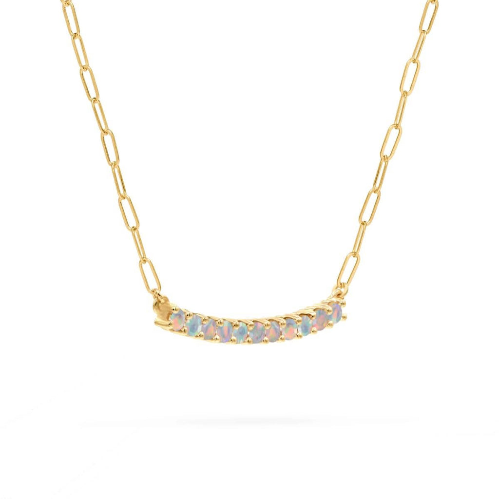 Rosecliff Opal Bar Adelaide Mini Necklace in 14k Gold (October)
