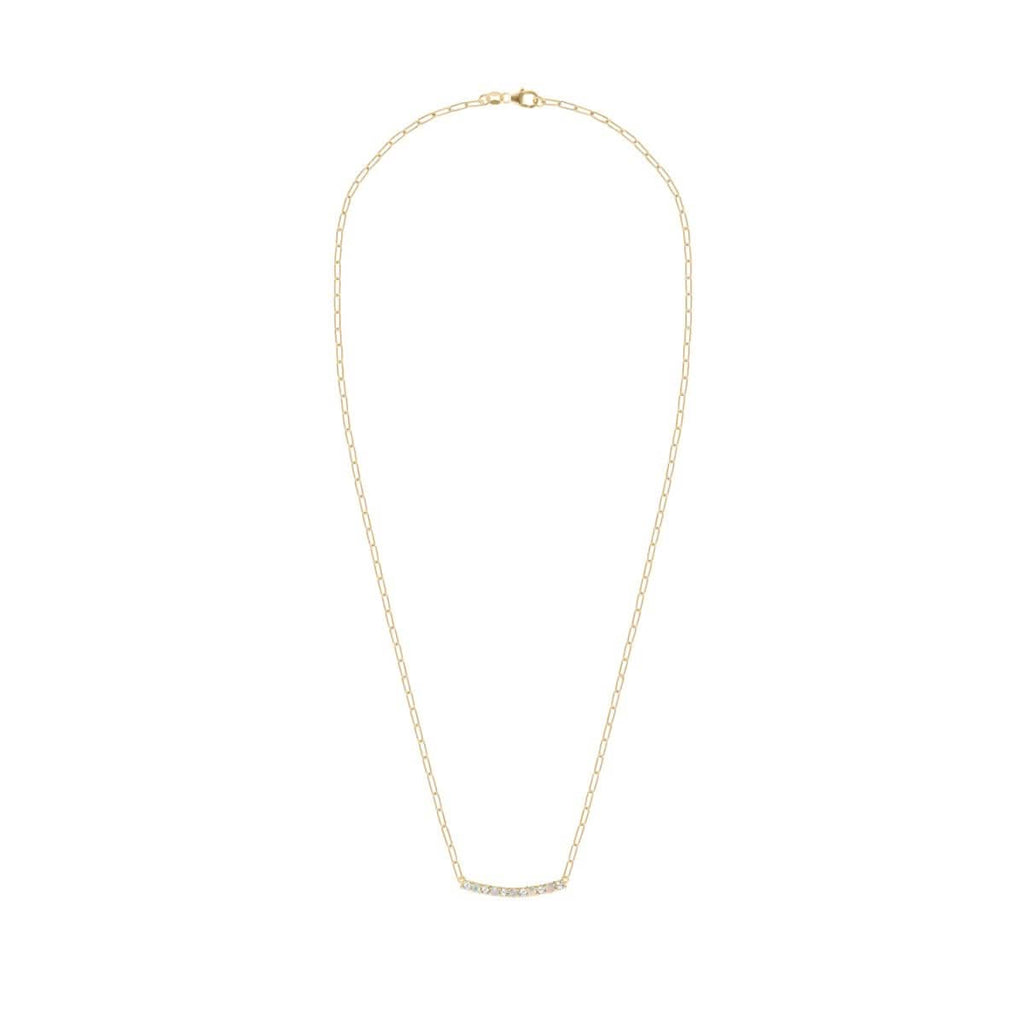 Rosecliff Diamond & Opal Bar Adelaide Mini Necklace in 14k Gold (October)