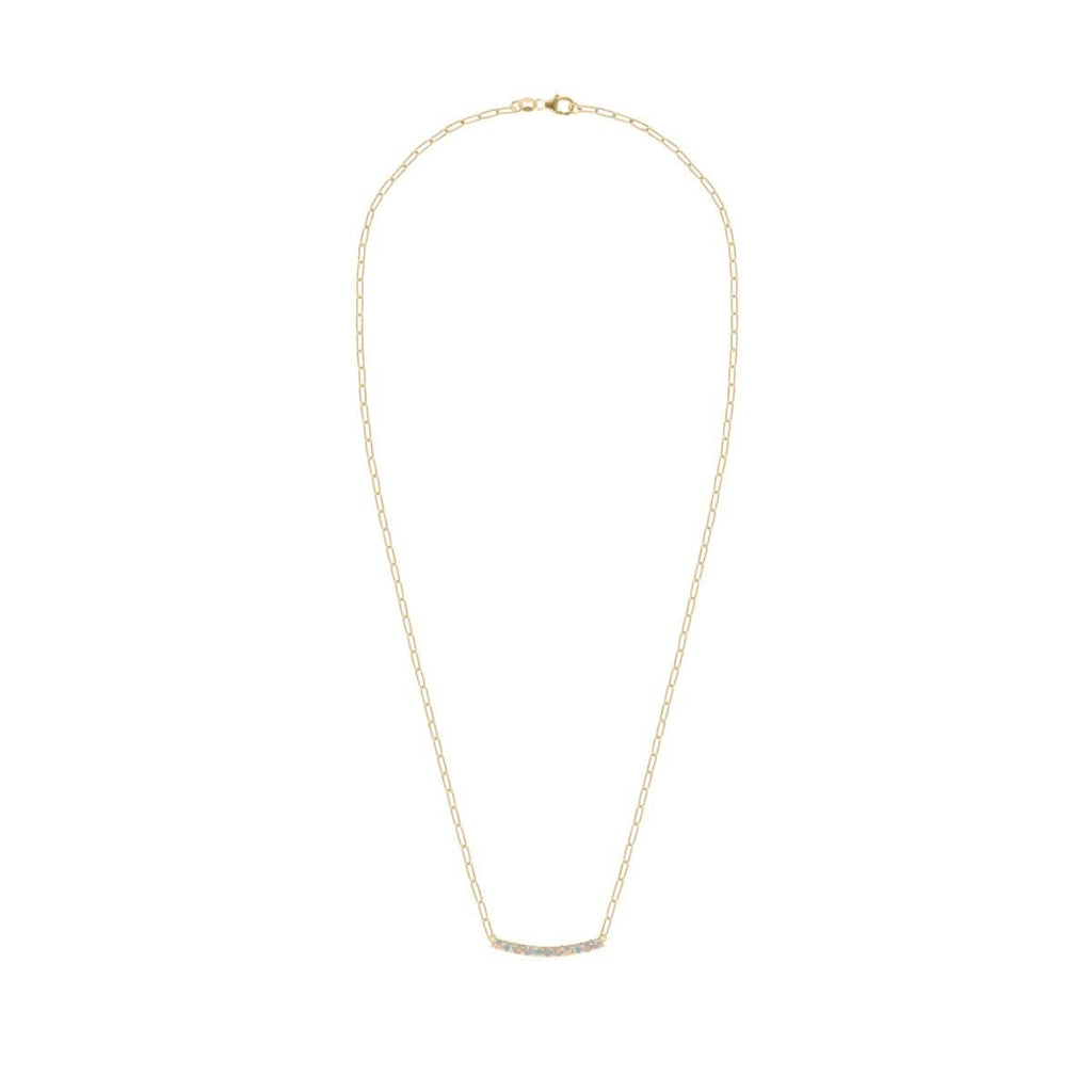 Rosecliff Opal Bar Adelaide Mini Necklace in 14k Gold (October)