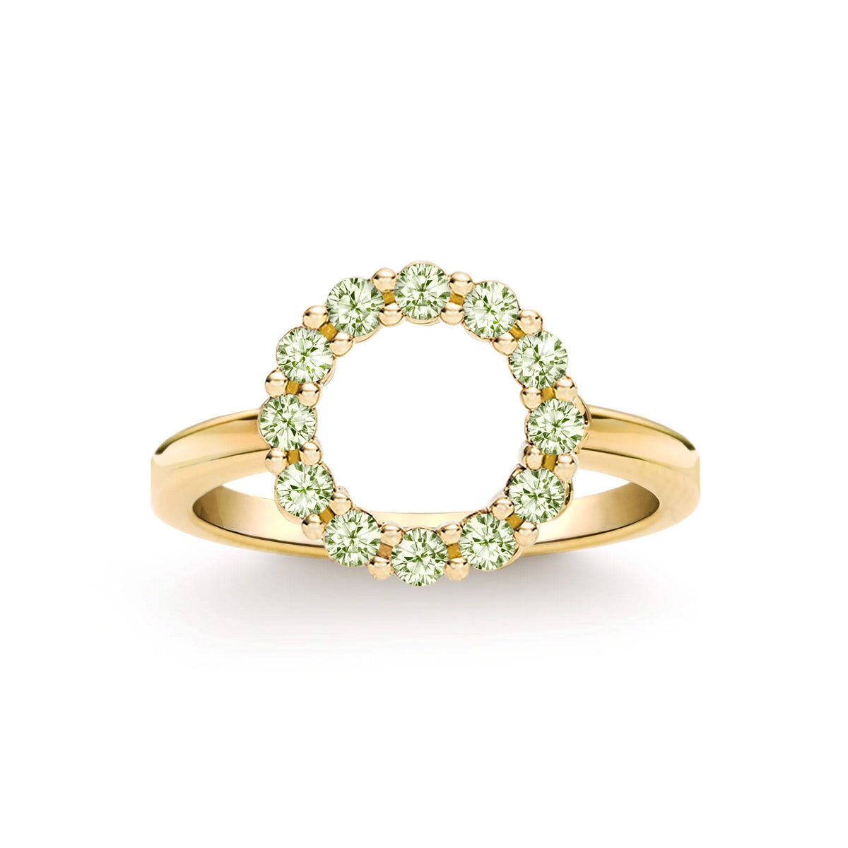 Rosecliff Small Circle Peridot Ring in 14k Gold (August)