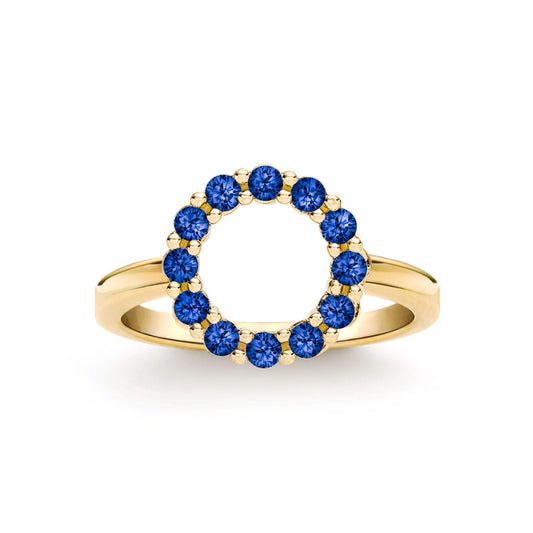 Rosecliff Small Circle Sapphire Ring in 14k Gold (September)