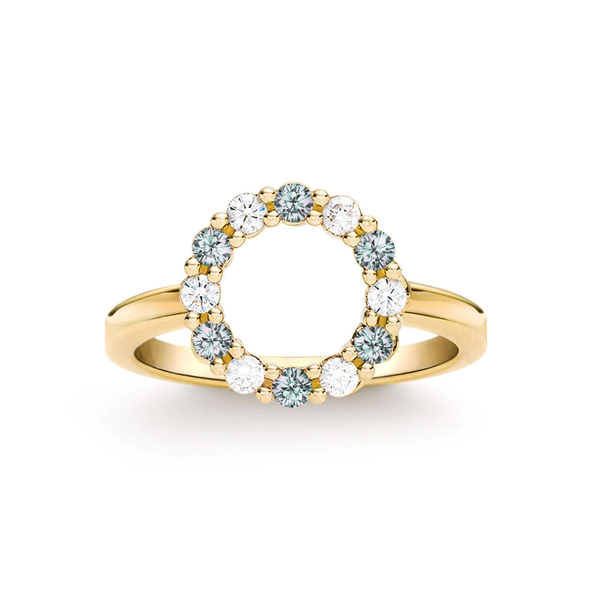 Rosecliff Small Circle Diamond & Alexandrite Ring in 14k Gold (June)