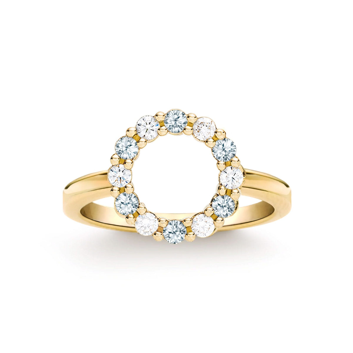 Rosecliff Small Circle Diamond & Aquamarine Ring in 14k Gold (March)