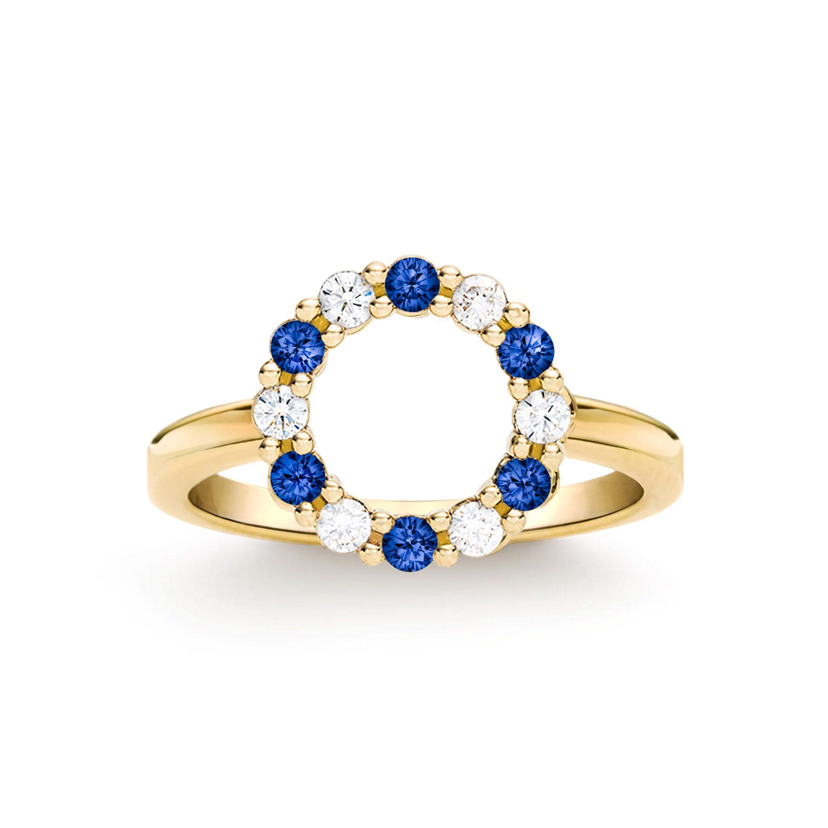 Rosecliff Small Circle Diamond & Sapphire Ring in 14k Gold (September)