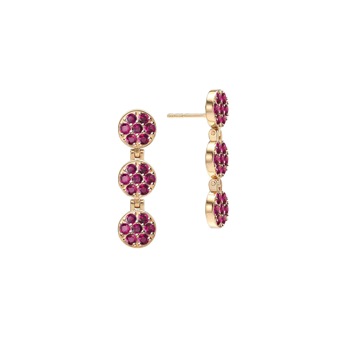 Rosecliff Ruby Drop Earrings in 14k Gold (July)