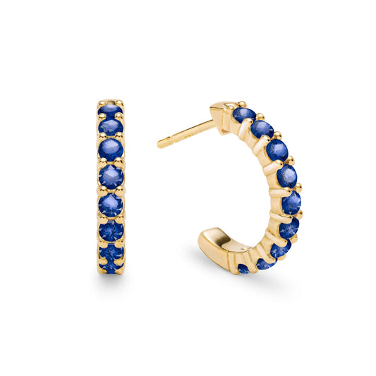 Rosecliff Sapphire Huggie Hoop Earrings in 14k Gold (September)