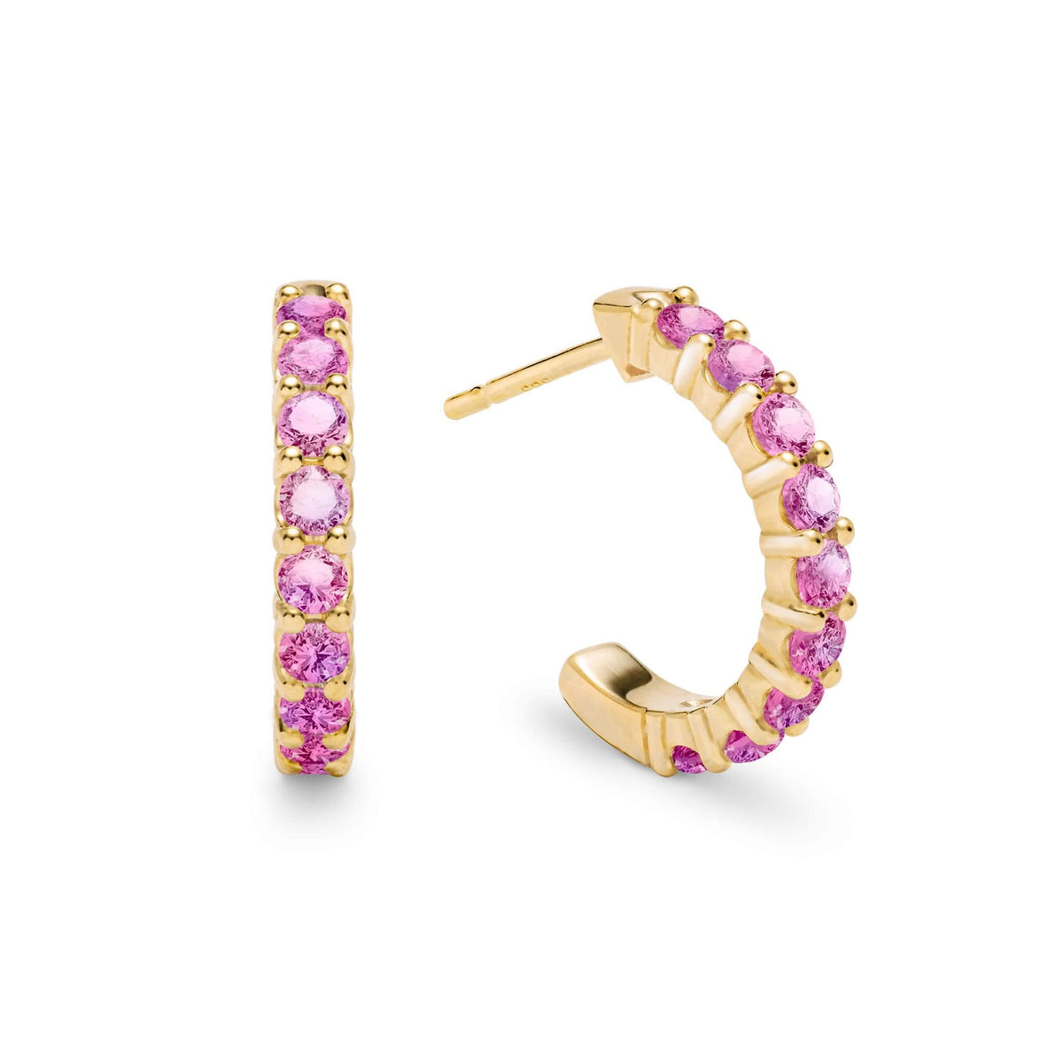 Rosecliff Pink Sapphire Huggie Hoop Earrings in 14k Gold (October)