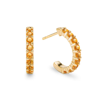 Rosecliff Citrine Huggie Hoop Earrings in 14k Gold (November)