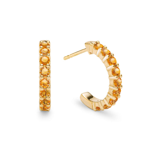 Rosecliff Citrine Huggie Hoop Earrings in 14k Gold (November)