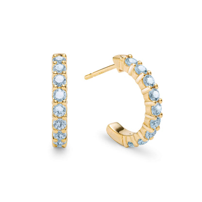 Rosecliff Nantucket Blue Topaz Huggie Hoop Earrings in 14k Gold (December)