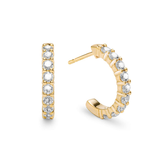Rosecliff White Topaz Huggie Hoop Earrings in 14k Gold (April)