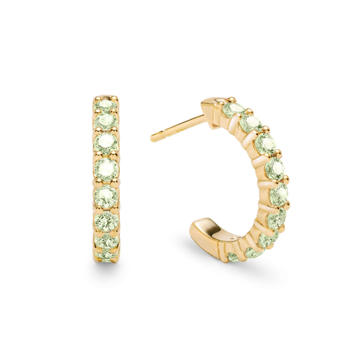 Rosecliff Peridot Huggie Hoop Earrings in 14k Gold (August)