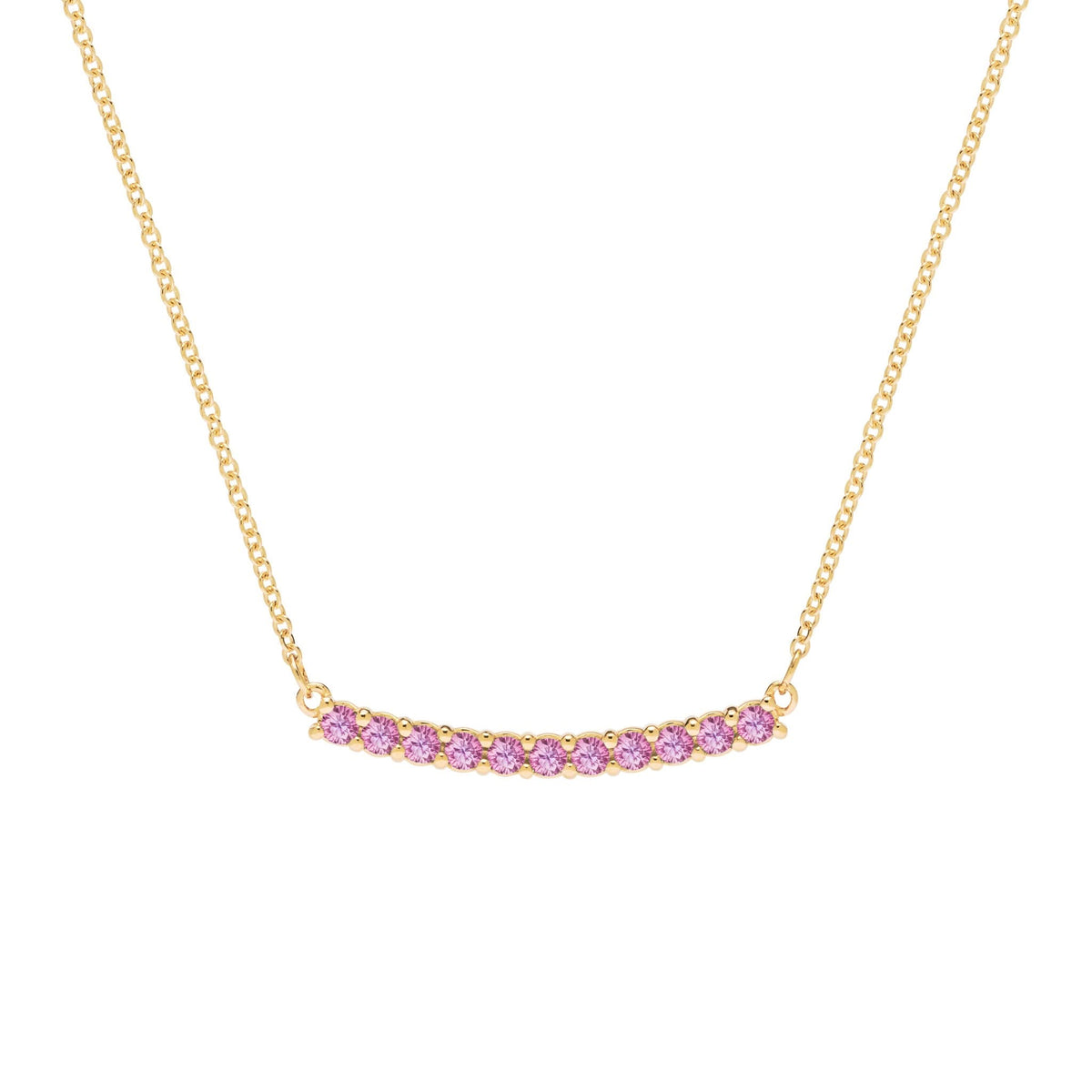 Rosecliff Pink Sapphire Bar Necklace in 14k Gold (October)