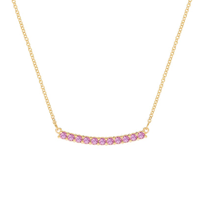 Rosecliff Pink Sapphire Bar Necklace in 14k Gold (October)