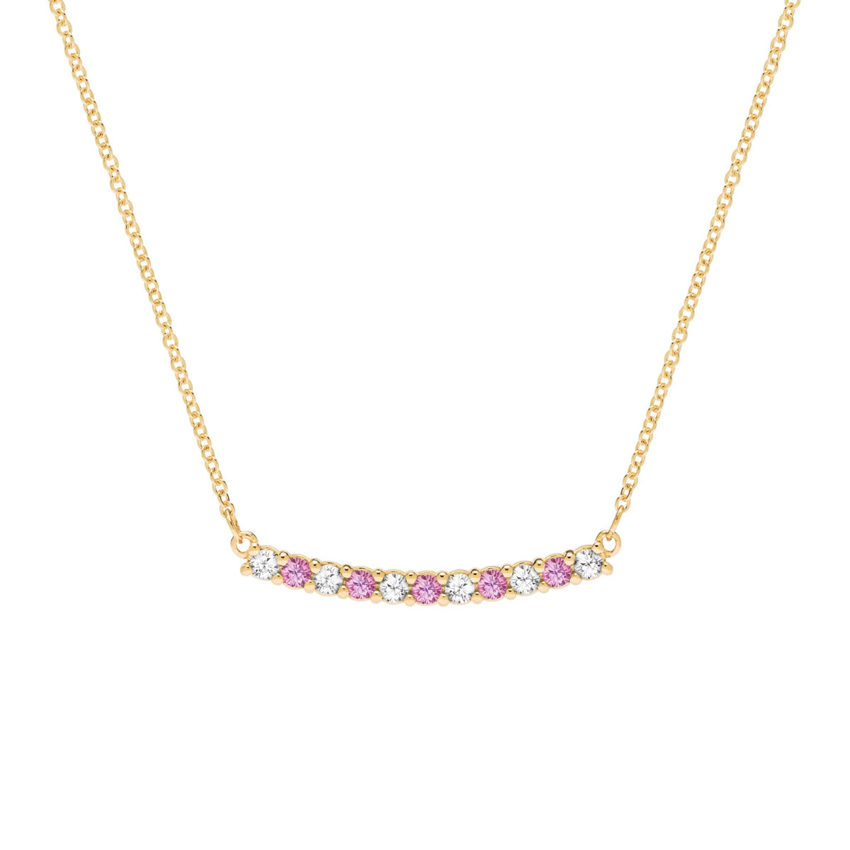 Rosecliff Diamond & Pink Sapphire Bar Necklace in 14k Gold (October)