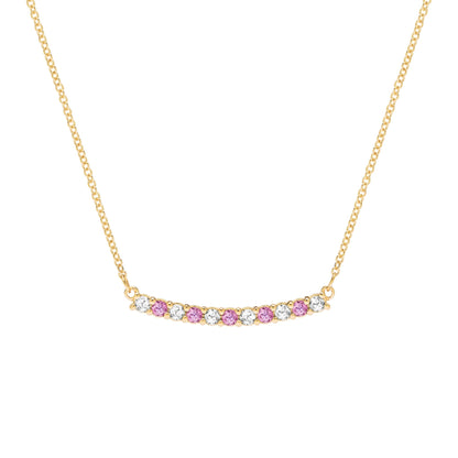Rosecliff Diamond & Pink Sapphire Bar Necklace in 14k Gold (October)