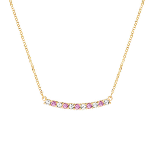 Rosecliff Diamond & Pink Sapphire Bar Necklace in 14k Gold (October)