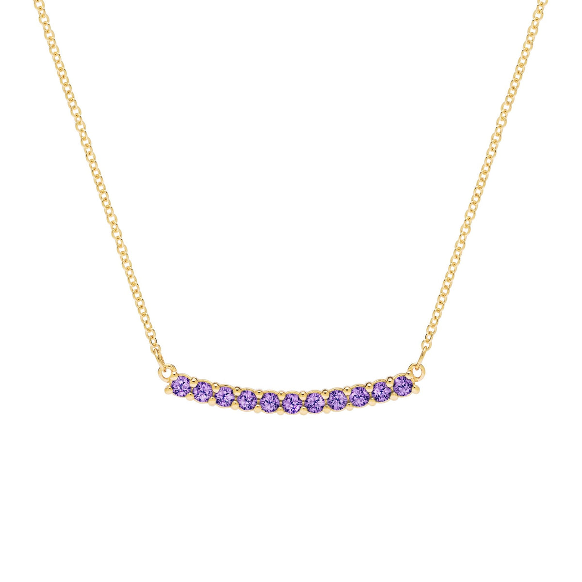 Rosecliff Amethyst Bar Necklace in 14k Gold (February)