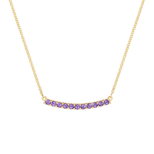 Rosecliff Amethyst Bar Necklace in 14k Gold (February)