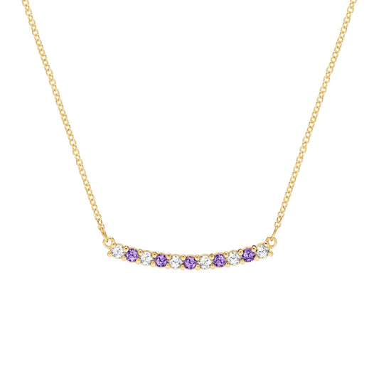 Rosecliff Diamond & Amethyst Bar Necklace in 14k Gold (February)
