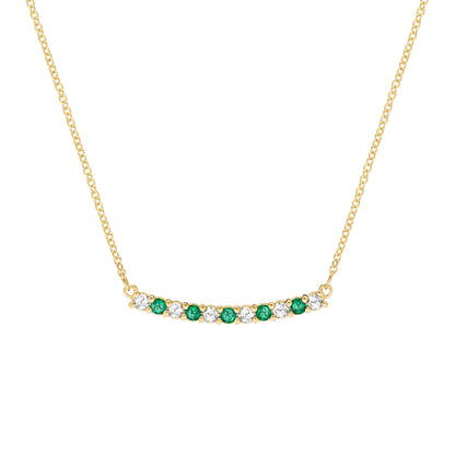 Rosecliff Diamond & Emerald Bar Necklace in 14k Gold (May)