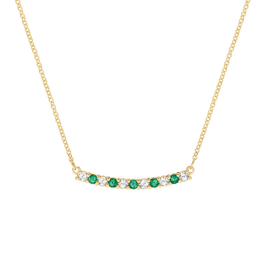 Rosecliff Diamond & Emerald Bar Necklace in 14k Gold (May)