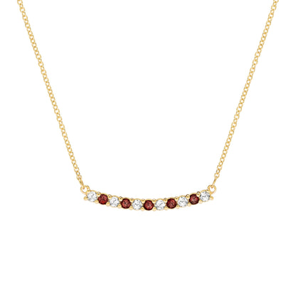 Rosecliff Diamond & Garnet Bar Necklace in 14k Gold (January)