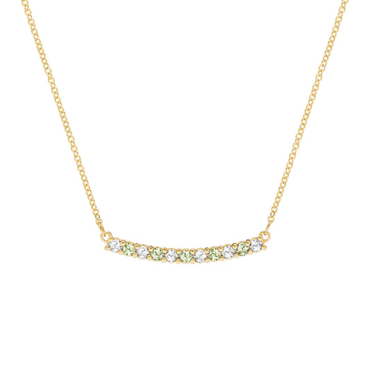 Rosecliff Diamond & Peridot Bar Necklace in 14k Gold (August)