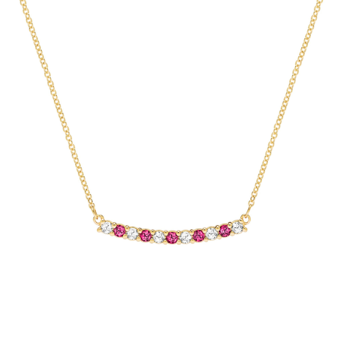 Rosecliff Diamond & Ruby Bar Necklace in 14k Gold (July)