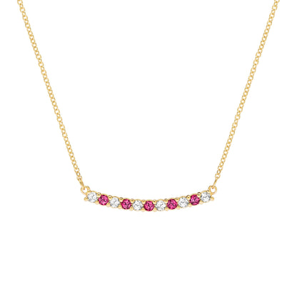 Rosecliff Diamond & Ruby Bar Necklace in 14k Gold (July)