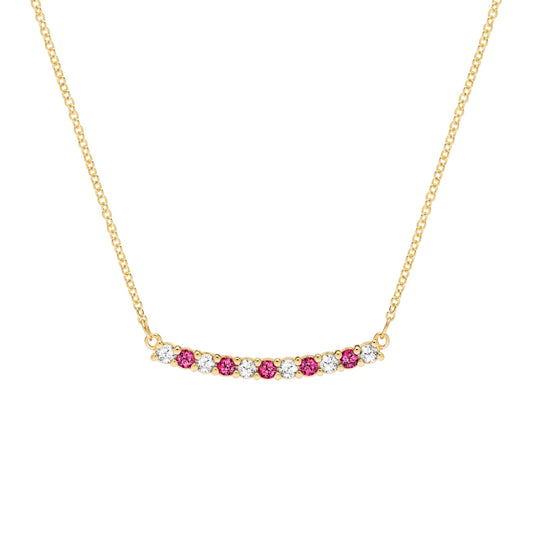 Rosecliff Diamond & Ruby Bar Necklace in 14k Gold (July)