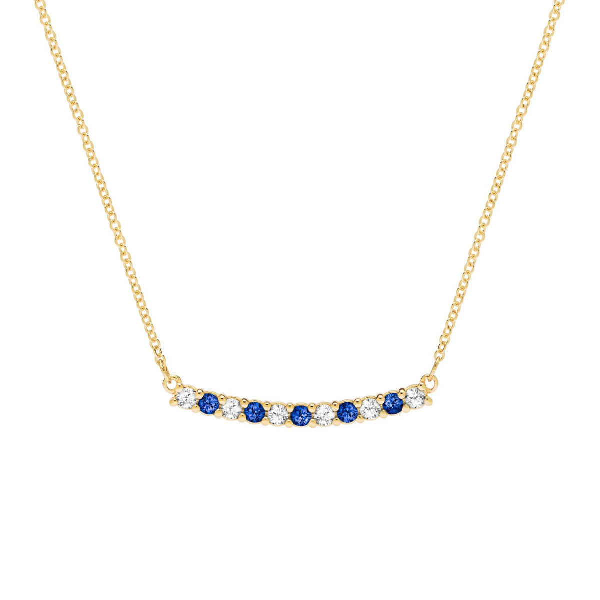 Rosecliff Diamond & Sapphire Bar Necklace in 14k Gold (September)