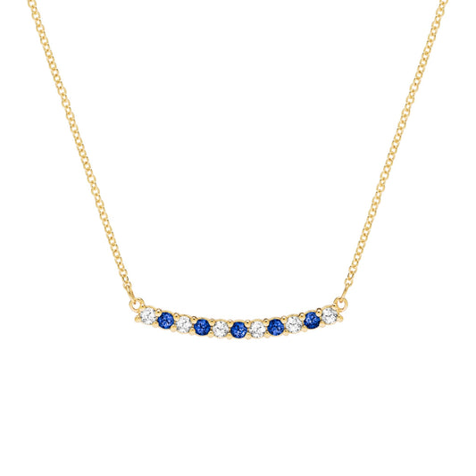 Rosecliff Diamond & Sapphire Bar Necklace in 14k Gold (September)