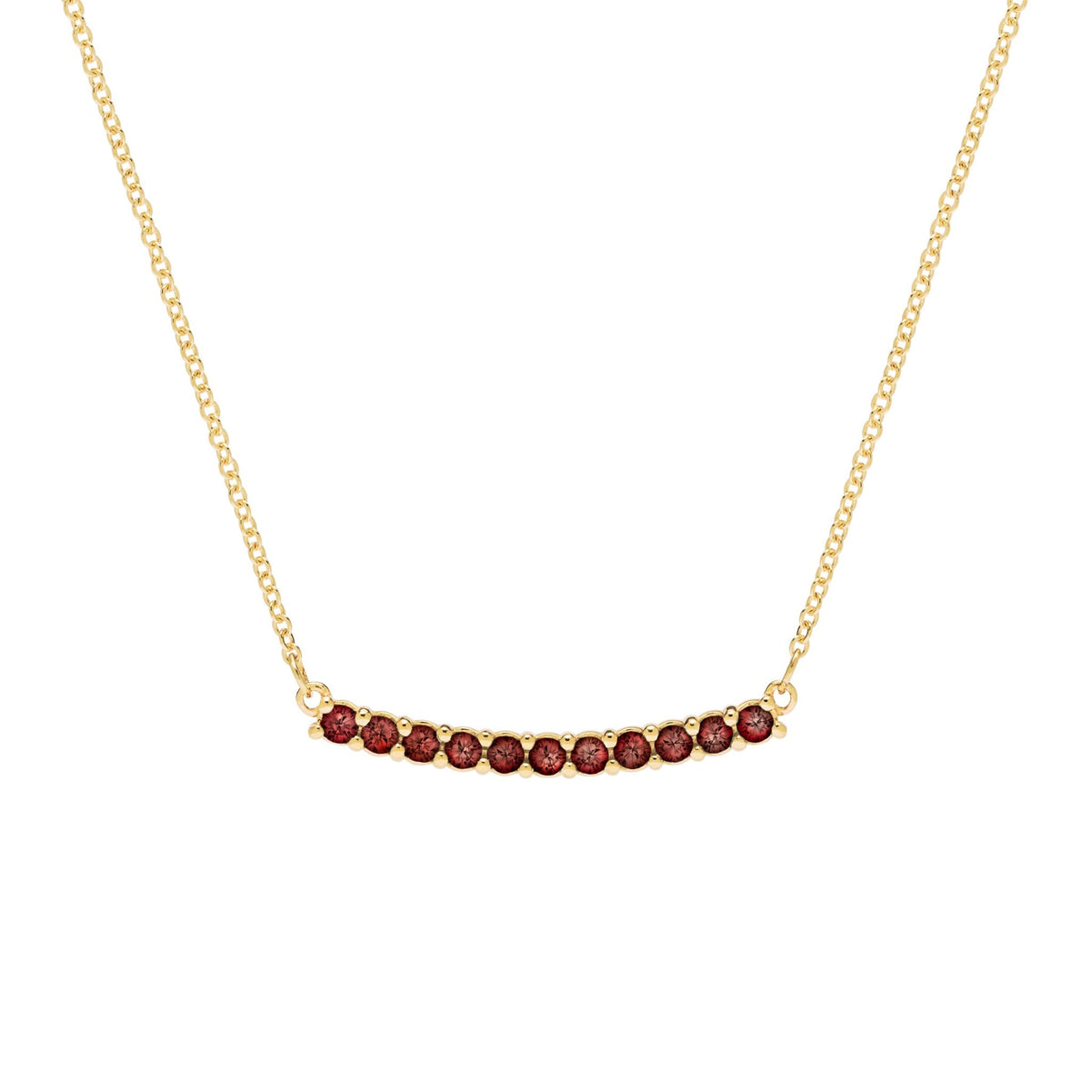 Rosecliff Garnet Bar Necklace in 14k Gold (January)