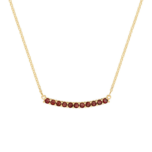 Rosecliff Garnet Bar Necklace in 14k Gold (January)