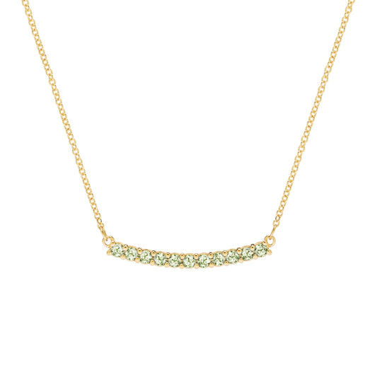 Rosecliff Peridot Bar Necklace in 14k Gold (August)