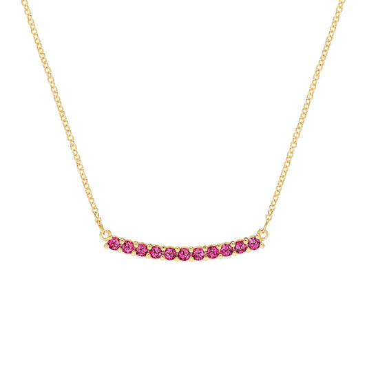 Rosecliff Ruby Bar Necklace in 14k Gold (July)