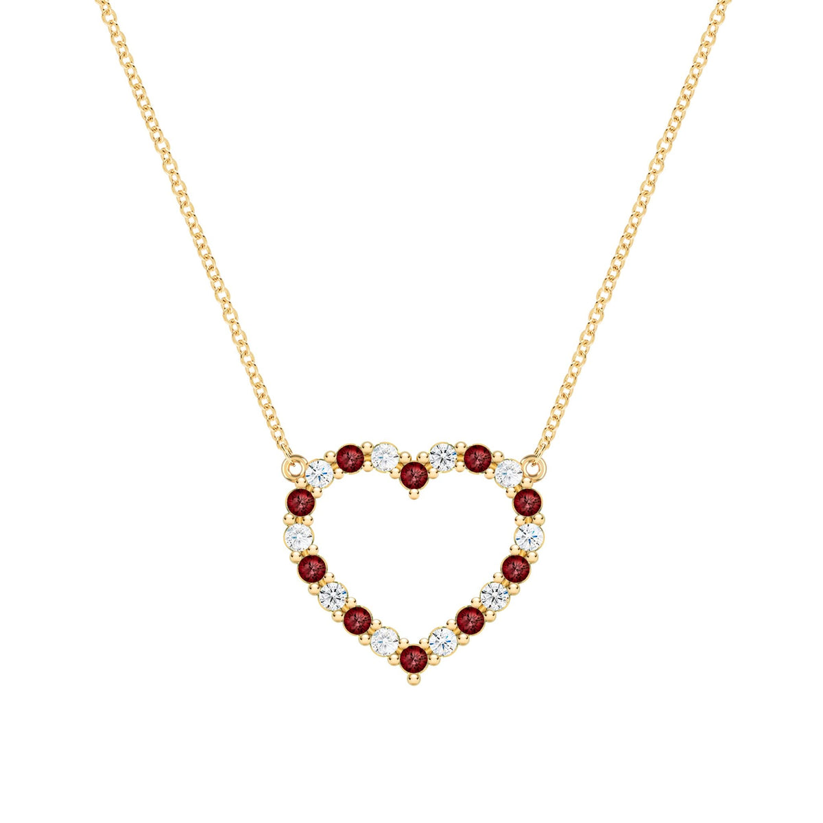Rosecliff Heart Diamond & Garnet Necklace in 14k Gold (January)