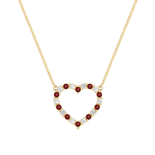 Rosecliff Heart Diamond & Garnet Necklace in 14k Gold (January)