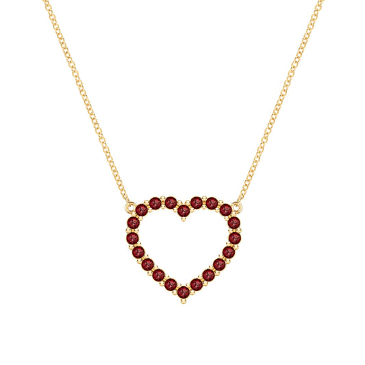 Rosecliff Heart Garnet Necklace in 14k Gold (January)