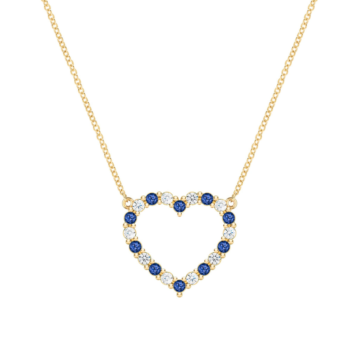 Rosecliff Heart Diamond & Sapphire Necklace in 14k Gold (September)