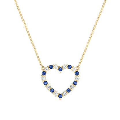 Rosecliff Heart Diamond & Sapphire Necklace in 14k Gold (September)