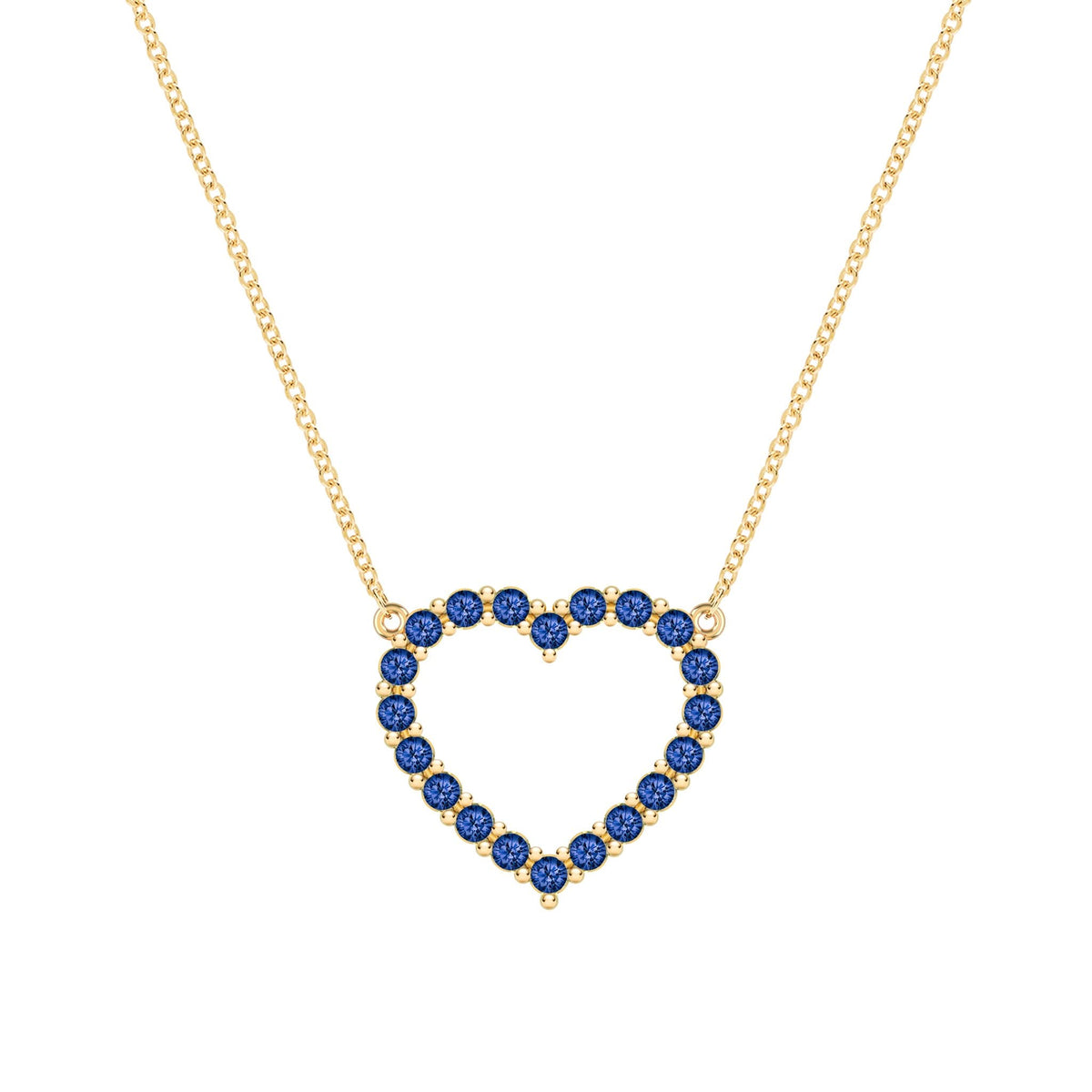 Rosecliff Heart Sapphire Necklace in 14k Gold (September)