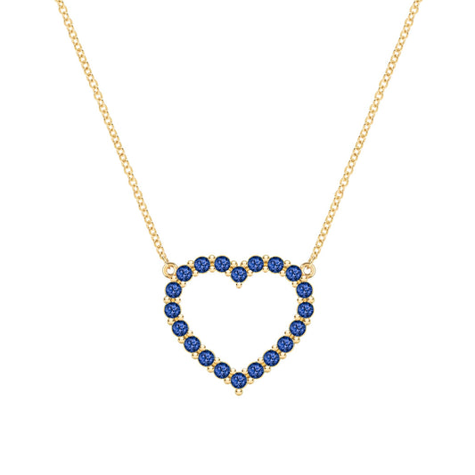 Rosecliff Heart Sapphire Necklace in 14k Gold (September)