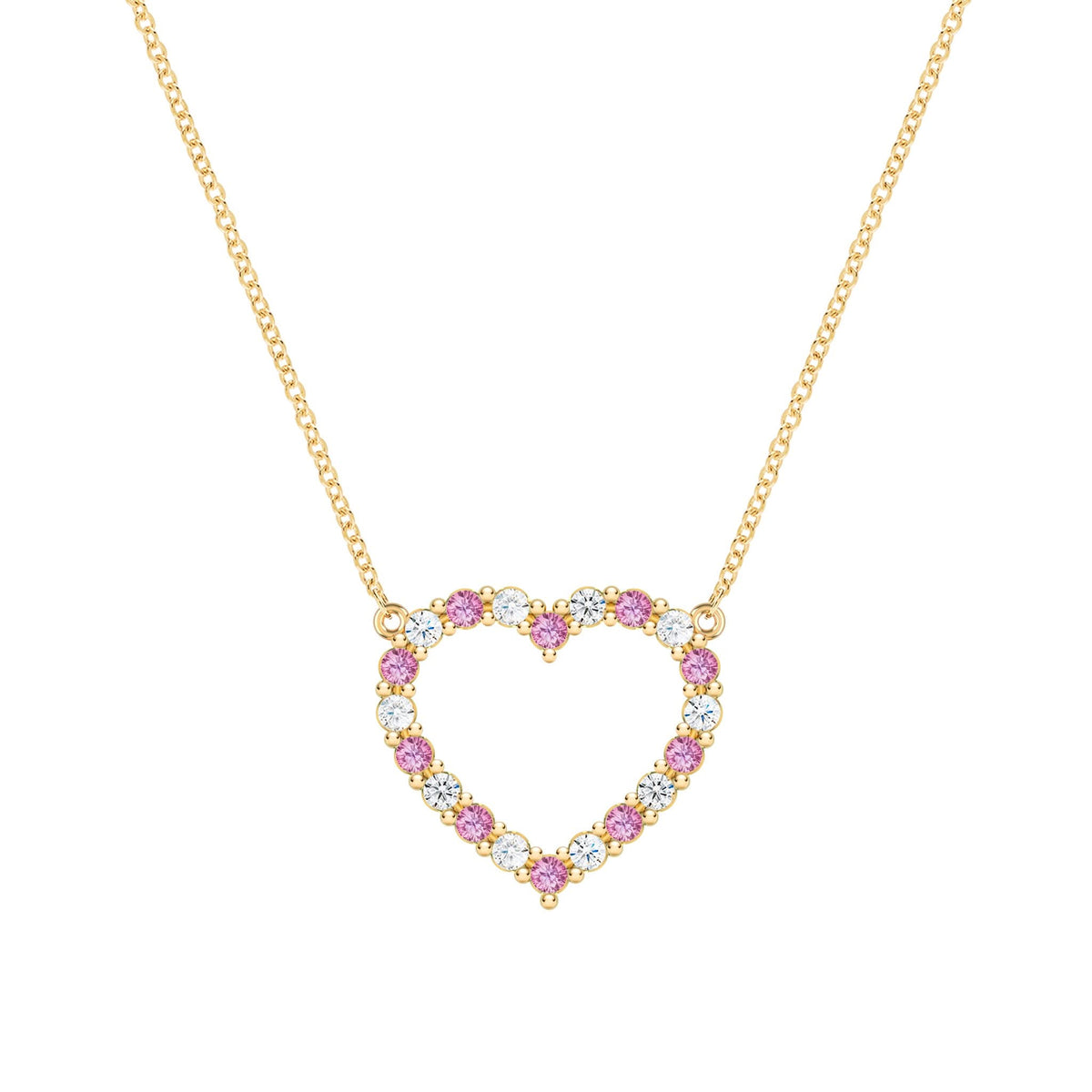 Rosecliff Heart Diamond & Pink Sapphire Necklace in 14k Gold (October)